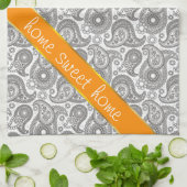 Tangerine Black Paisley Theedoek (Gevouwen)