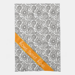 Tangerine Black Paisley Theedoek