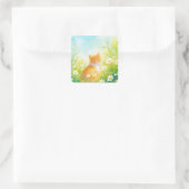 Tangerine Bloementuin Vierkante Sticker (Tas)