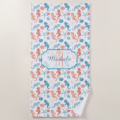 Tangerine Blue Nautical Monogram Strandlaken (Voorkant)