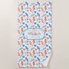 Tangerine Blue Nautical Monogram Strandlaken
