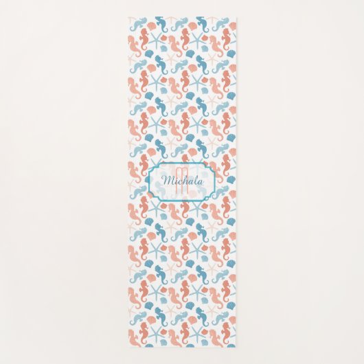 Tangerine Blue Nautical Monogram Yogamat (Voorkant)