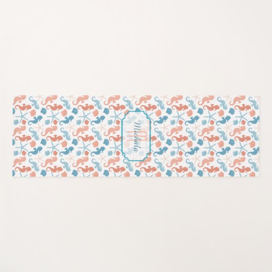 Tangerine Blue Nautical Monogram Yogamat (Voorkant (horizontaal))