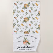 Tangerine Botanisch | Citrus Bachelorette Weekend Strandlaken (Voorkant)