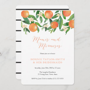 Tangerine Charcoal Manis Mimosas Bridal Luncheon Kaart
