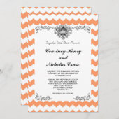 Tangerine Chevron bruiloft uitnodigingen (Voorkant / Achterkant)
