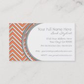 Tangerine - Chevron Pattern Modern Stripe Zig Zag Visitekaartje (Achterkant)