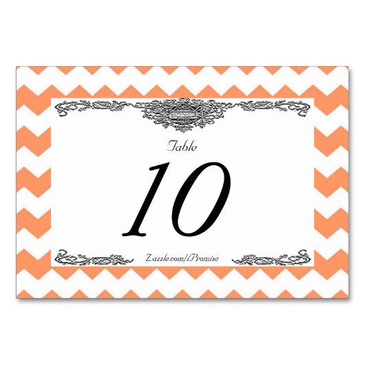 Tangerine Chevron Tafelkaarten Kaart (Voorkant)