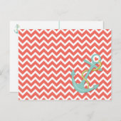 Tangerine Chevron Zigzag Blauwgroen Anchor All-Occ Briefkaart (Voorkant / Achterkant)