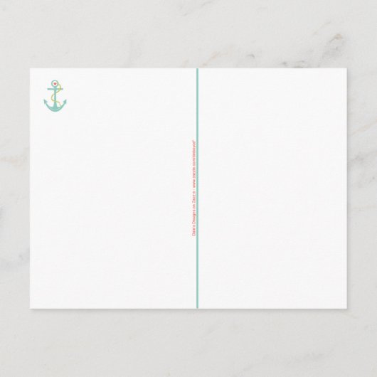 Tangerine Chevron Zigzag Blauwgroen Anchor All-Occ Briefkaart (Achterkant)