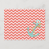 Tangerine Chevron Zigzag Blauwgroen Anchor All-Occ Briefkaart (Voorkant)