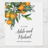 Tangerine Citrus bloesem fruit bruiloft Wijn Etiket (Enkel label)
