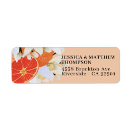 Tangerine Citrus Blooming Branch Floral Oranje Etiket
