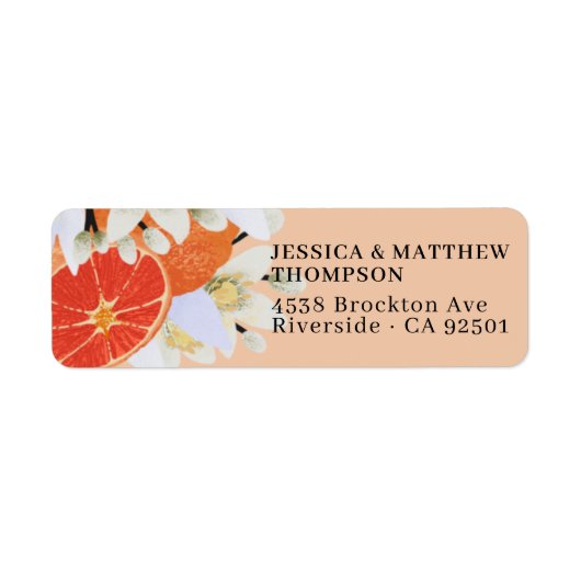 Tangerine Citrus Blooming Branch Floral Oranje Etiket (Voorkant)