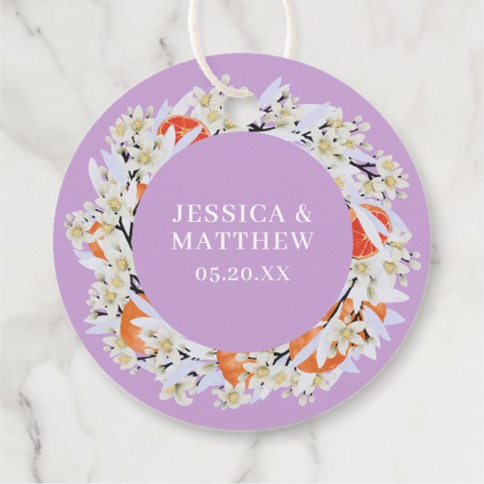 Tangerine Citrus Blooming Branches met grote Flora Bedankjes Labels (Achterkant)