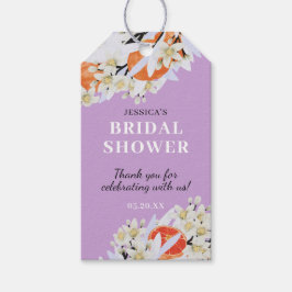 Tangerine Citrus Blooming Branches met grote Flora Cadeaulabel