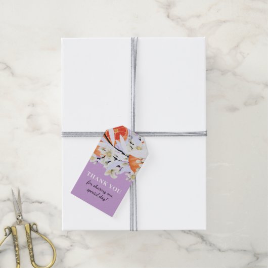 Tangerine Citrus Blooming Branches met grote Flora Cadeaulabel (Met Touw)