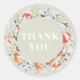 Tangerine Citrus Blooming Branches met grote Flora Ronde Sticker