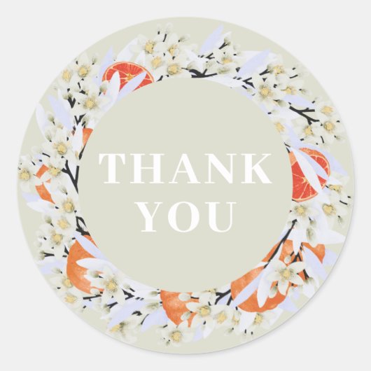 Tangerine Citrus Blooming Branches met grote Flora Ronde Sticker (Voorkant)
