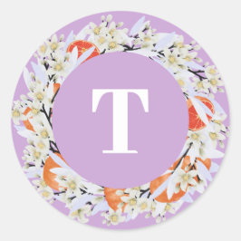 Tangerine Citrus Blooming Branches met grote Flora Ronde Sticker
