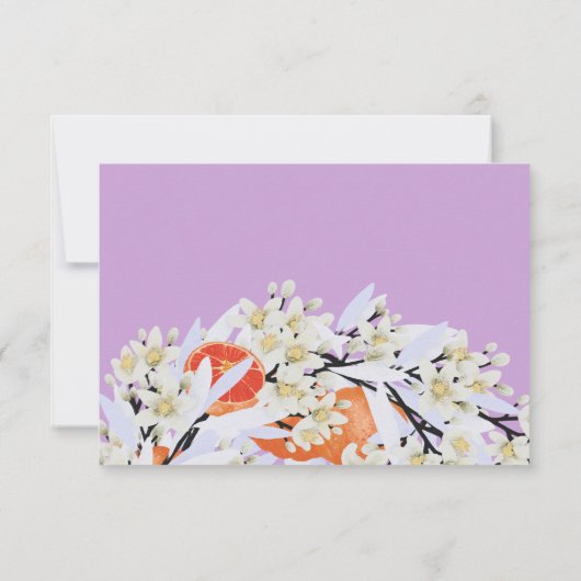 Tangerine Citrus Blooming Branches met grote Flora RSVP Kaartje (Achterkant)