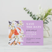 Tangerine Citrus Blooming Branches met grote Flora Save The Date (Staand voorkant)