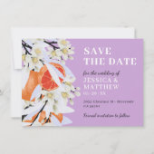 Tangerine Citrus Blooming Branches met grote Flora Save The Date (Voorkant)