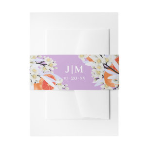 Tangerine Citrus Blooming Branches met grote Flora Uitnodigingen Wikkel