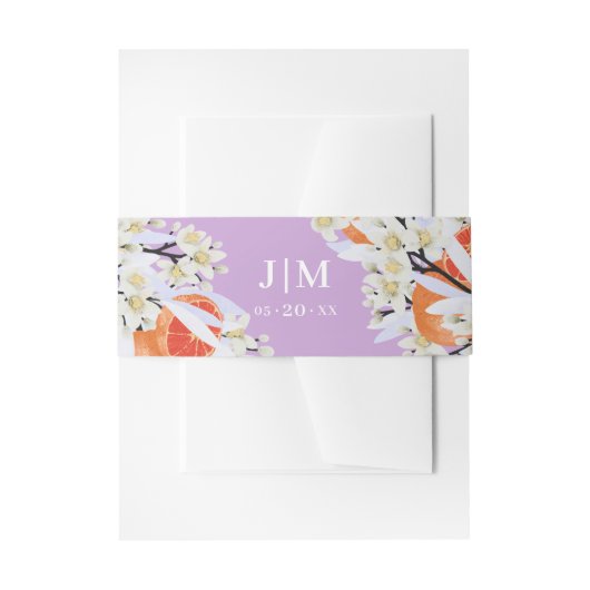 Tangerine Citrus Blooming Branches met grote Flora Uitnodigingen Wikkel (Voorkant Voorbeeld)