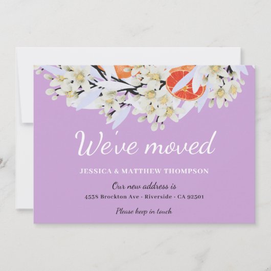 Tangerine Citrus Botanische Krans Bloemen Nieuw Ho Aankondiging (Voorkant)