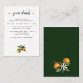 Tangerine Citrus BRUILOFT Details Accommodatie Informatiekaartje (Voorkant / Achterkant)