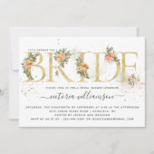 Tangerine Citrus en Gold Floral Vrijgezellenfeest Kaart (Voorkant)