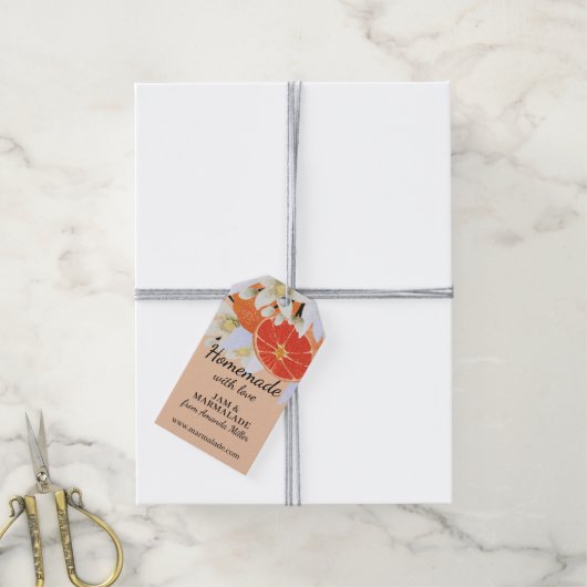 Tangerine Citrus Homemade Business Botanical Cadeaulabel (Met Touw)