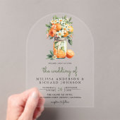 Tangerine Citrus Orange Mason Jar Wedding Acryl Uitnodigingen (Insitu (Draagbaar))