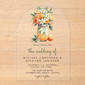 Tangerine Citrus Orange Mason Jar Wedding Acryl Uitnodigingen (Voorkant)