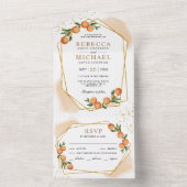 Tangerine Citrus Oranje Gold Lijst Wedding All In One Uitnodiging (Binnen)