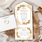 Tangerine Citrus Oranje Gold Lijst Wedding All In One Uitnodiging
