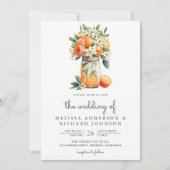 Tangerine Citrus Oranje Mason Jar QR Code Weddensc Kaart (Voorkant)