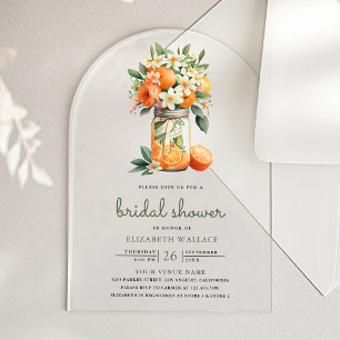 Tangerine Citrus Oranje Metson Bridal Shower Acryl Uitnodigingen