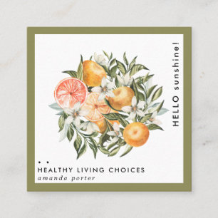 Tangerine Citrus Orchard Boho Botanisch Vierkante Visitekaartje