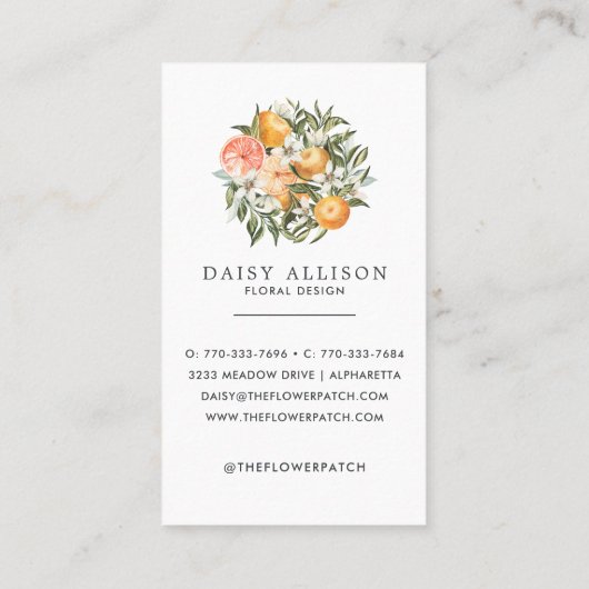 Tangerine Citrus Orchard Boho Botanisch Visitekaartje (Achterkant)