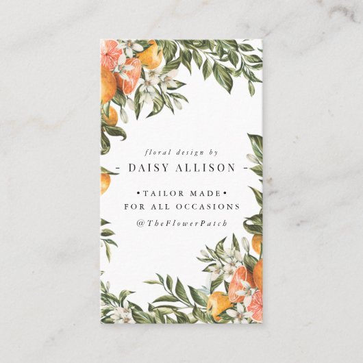 Tangerine Citrus Orchard Boho Botanisch Visitekaartje (Voorkant)