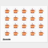 Tangerine Coffee Cup Coördinatie Envelopafdichting Ronde Sticker (Vel)