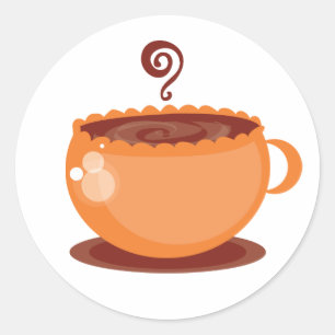 Tangerine Coffee Cup Coördinatie Envelopafdichting Ronde Sticker