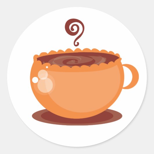 Tangerine Coffee Cup Coördinatie Envelopafdichting Ronde Sticker (Voorkant)