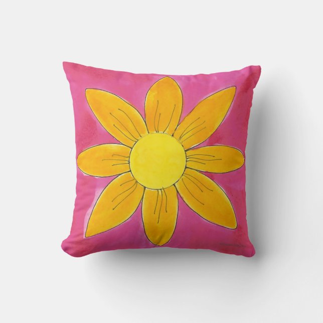 Tangerine Daisy - Pillow Kussen (Voorkant)