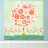 Tangerine Dream Tree Mixed Media Poster Print Art (Insitu (Houten vloer))