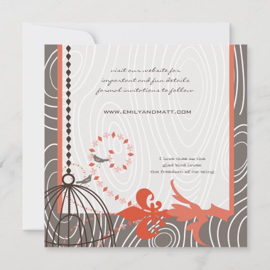 Tangerine Driftwood Hood Graan Vogelkooi Kaart (Achterkant)