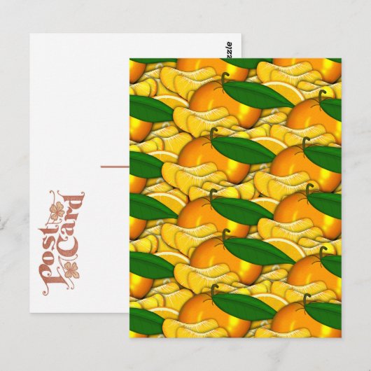 Tangerine een zomer patroon briefkaart (Voorkant / Achterkant)