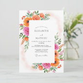 Tangerine Effervescent Summer Wedding Kaart (Staand voorkant)